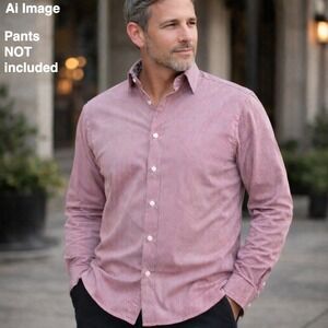 Robert Graham Red White Striped Shirt Men XL/TG Flip Cuff Eclectic Artistic READ